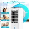 A marketing image showing a COSTWAY air cooler with various modes and speeds illustrated by lifestyle images and text overlays. Náhľad obrázku produktu