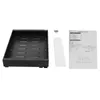 A black telescopic drawer and an installation manual are displayed on a white background. Podgląd zdjęcia produktu