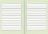 An open notebook with lined pages. Produktbild-Vorschau