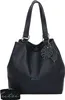 A studio shot of a black handbag. Voir les images du produit
