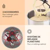 A collage showing a stand mixer with its accessories and highlighting its planetary mixing system. Voir les images du produit