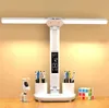 Tischlampe LED Doppelkopf Faltbar Touch mit Kalenderuhr USB Produktbild-Vorschau 1