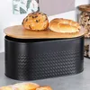 Spaziosa scatola per il pane nera con coperchio in legno e Anteprima dell’immagine prodotto 3