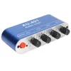A blue and silver audio mixer with four volume knobs and an on/off button. Podgląd zdjęcia produktu