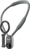 A gray neck phone holder with a black magnetic ring and a black clip attachment. Produktbild-Vorschau