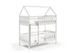 A white wooden bunk bed with a house-shaped frame, shown against a white background. Produktbild-Vorschau