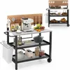 A kitchen cart with various kitchen items and appliances displayed on it, shown from two different angles. Náhled obrázku produktu