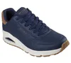 A single blue Skechers sneaker is shown from a side-angle on a white background. Voir les images du produit