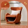 An orange armchair with a built-in cat bed, featuring a pillow and a close-up of the fabric with a fork to demonstrate scratch resistance. Náhled obrázku produktu