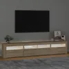 A modern TV stand with LED lighting in a living room setting. Náhled obrázku produktu