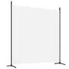 A white fabric screen or room divider is supported by black metal poles and stands on black tripod bases. Náhled obrázku produktu