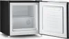 An open mini refrigerator with a black exterior and white interior. Anteprima dell’immagine prodotto