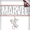 A Marvel logo with Spider-Man hanging upside down. Produktbild-Vorschau