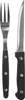A steak knife and fork are shown side-by-side against a white background. Voir les images du produit