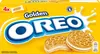 A box of Golden Oreo cookies with two cookies shown in the foreground. Podgląd zdjęcia produktu