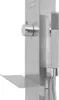 A close-up view of a modern stainless steel shower panel with a handheld showerhead and a small shelf. Anteprima dell’immagine prodotto