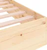 Close-up view of a slatted wooden bed frame. Voir les images du produit