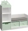 A children's storage bench with a bookshelf designed like a house. Podgląd zdjęcia produktu