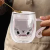 Katze Süße Tassen,Doppelwandige,Glas,mit Henkel Katze Produktbild-Vorschau 4