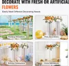 Collage of four scenes showing crystal flower stands used for wedding, party, birthday, and home decorations. Podgląd zdjęcia produktu