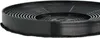 A close-up, angled view of a black circular carbon filter with a grated surface and a furry edge. Produktbild-Vorschau
