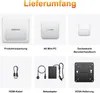 A collage of product components and packaging for a GEEKOM A6 Mini PC. Produktbild-Vorschau
