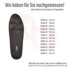 A size chart for insoles with an image of an insole. Produktbild-Vorschau