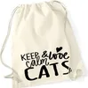 Huuraa Turnbeutel Keep calm and love Cats 12 Liter Natural Produktbild-Vorschau 1