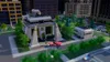 A miniature city scene with buildings, trees, a road, and a red sports car. Produktbild-Vorschau