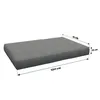 A gray cushion with dimensions indicated by measurement lines and text. Produktbild-Vorschau