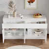 Hochglanz Sideboard Weiß 155x40x83cm, 2 Schubladen & 4 Produktbild-Vorschau 2
