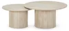 Couchtisch 2er-Set rund ESME - Travertin-Optik beige Produktbild-Vorschau 1