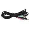 A black audio cable with green and pink connectors is coiled on a white background. Podgląd zdjęcia produktu