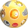 A yellow ball with cartoon animal faces printed on it. Produktbild-Vorschau