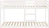 A white wooden bunk bed frame with wooden slats. Náhľad obrázku produktu
