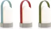 Three portable LED lanterns with handles in different colors. Produktbild-Vorschau