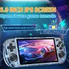 A transparent handheld game console displaying a car racing game on its screen, with marketing text and graphics in the background. Produktbild-Vorschau
