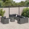 vidaXL 10-tlg. Garten-Sofagarnitur mit Kissen Grau Poly Produktbild-Vorschau 2