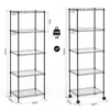 Two black wire shelving units are shown side-by-side against a white background, with dimensions and weight capacity indicated. Produktbild-Vorschau