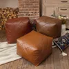 （L 50*50*38cm，Orange）Ungefüllter Leder-Pouf-Bezug, Produktbild-Vorschau 2