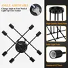 Collage of product images and feature callouts for a modern chandelier. Produktbild-Vorschau
