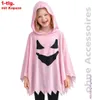 Kinder Geisterkostüm Pink mit Kapuze – Halloween Poncho für Produktbild-Vorschau 7