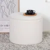 Dunken Pouf, Hocker mit Aufbewahrung Ø51cm Teddystoff weiß. Produktbild-Vorschau 11