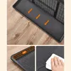 Collage of images showing a dog crate tray with a textured mat, a close-up of the tray's edge indicating depth, and a hand cleaning the tray. Náhľad obrázku produktu