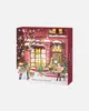 A festive Christmas-themed advent calendar box with illustrations of people and a storefront. Produktbild-Vorschau