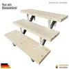 Three wooden steps mounted on metal brackets, shown against a white background. Produktbild-Vorschau