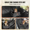 Collage of images showing a dog car seat in different car settings. Náhled obrázku produktu