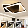 A modern geometric LED ceiling light fixture with multiple inset images showing different light color temperatures and a remote control. Produktbild-Vorschau