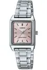A studio shot of a silver Casio watch with a pink face. Produktbild-Vorschau