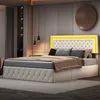 Skriňová posteľ 160x200 cm v zamate - s LED a lamelovým Náhľad obrázku produktu 1